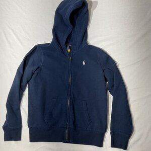 Kids Polo Ralph Lauren Navy Blue Full-Zip Hoodie With Embroidered Logo Size
